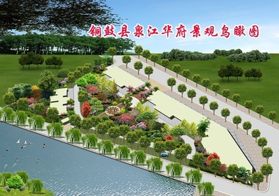 铜鼓县泉江华府小区景观鸟瞰图